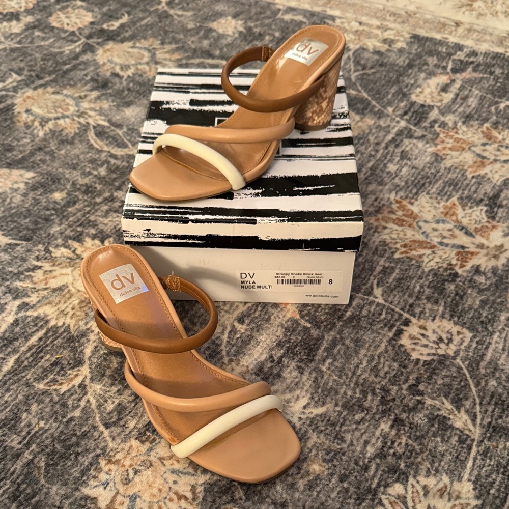 DV by Dolce Vita Women's Brown and Cream Strappy Heels